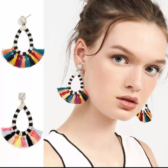 Colorful Fringe Tassel Earrings W/ Stripes OR Striped Tassel Earrings NWT - Picture 4 of 8